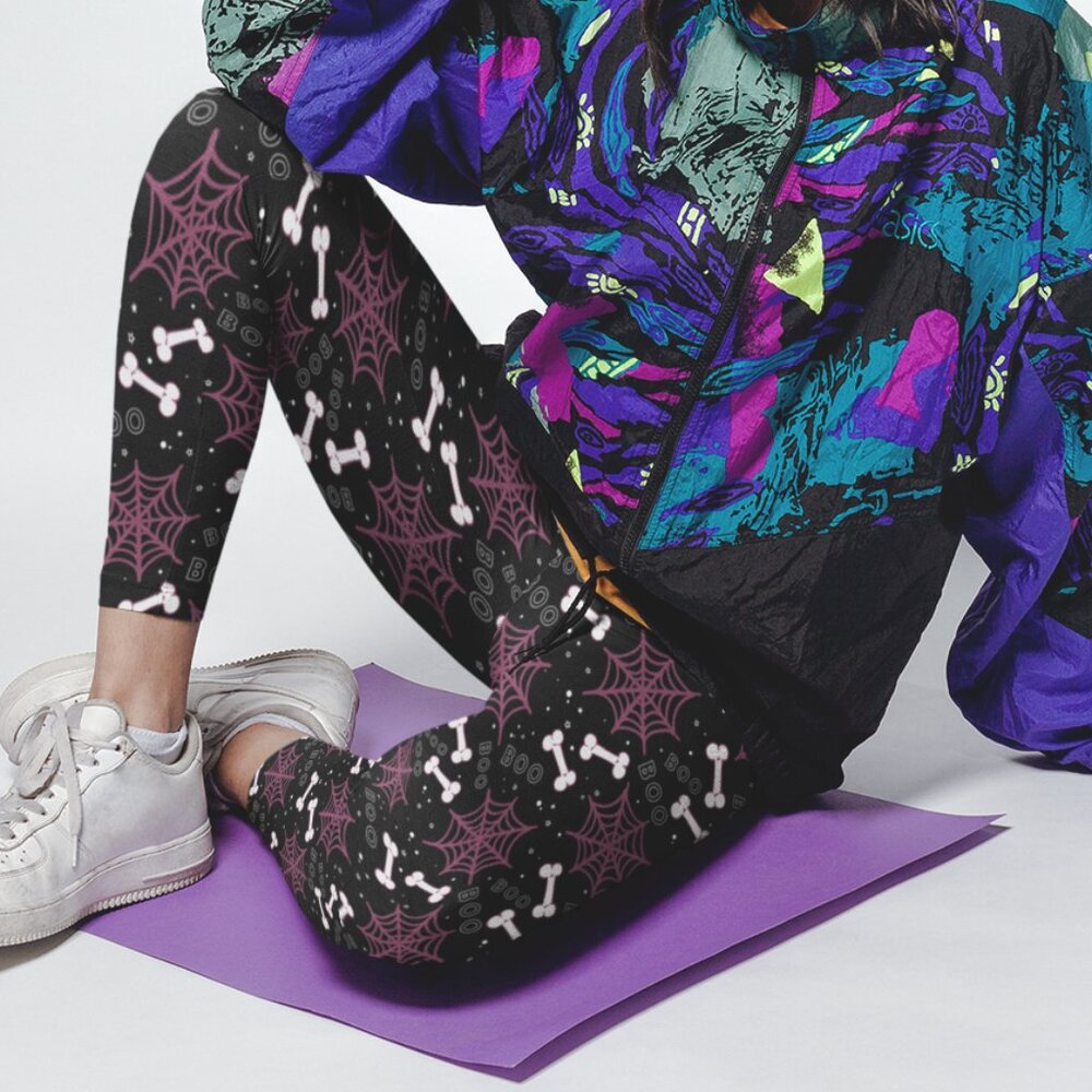 Halloween Leggings For Women Spider Web Spooky Yoga Pants Trick or Treat Fall